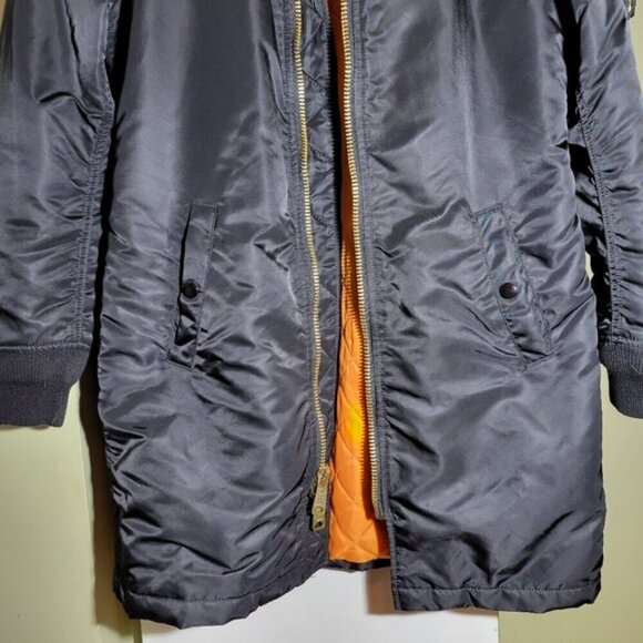 Alpha Industries MA-1 natus long bomber flight hooded jacket black XS - Picture 3 of 12